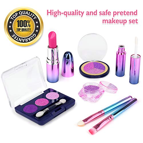 balnore 27 Pcs Maquillaje Niñas, Juguetes de Kit de Maquillaje, Niñas Regalo de Princesas para Niñas Juguete para Los Niños en Fiesta