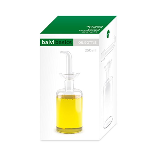 Balvi -  aceitera de 250 ml de Capacidad de Vidrio Transparente. Sistema antigoteo. También Ideal para aceites condimentados o especiados