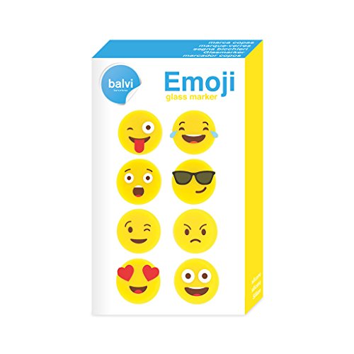 Balvi - Emoji Set de Marca Copas de Silicona. Set formado por 8 Piezas con emoticonos Diferentes para distinguir Las Copas o Vasos.