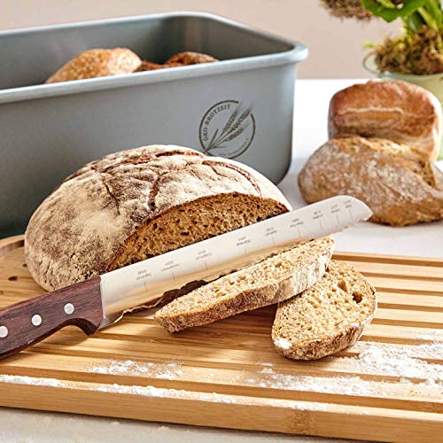 bambuswald© Panera con tabla de cortar - hecho de bambú ǀ Recipiente sostenible en difer. colores | Canasta de pan con tapa de bambú 2-en-1: perfecto para almacenar pan panecillos cruasanes.