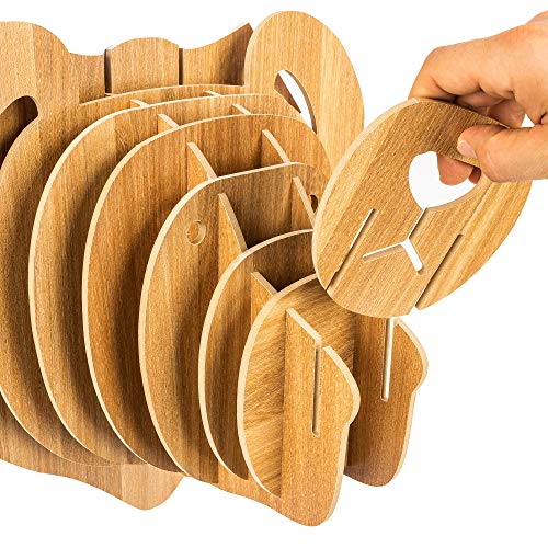 bambuswald Trofeo de Madera - Cabeza de Animal | Decoración en óptica 3D: Oso 40 x 36 x 23 cm | Escultura para Cuartos Infantiles | Cabeza Decorativa para la Pared - Puzle 3D + Manual