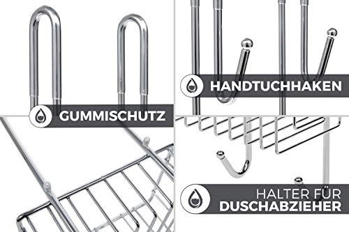 Bamodi Estantería de baño colgada Estantería de baño Ducha con Percha - Cómodo Organizador de Ducha Antideslizante (Acero, 70 x 18,5 x 19 cm)