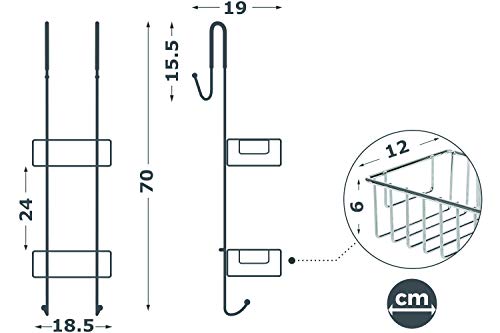 Bamodi Estantería de baño colgada Estantería de baño Ducha con Percha - Cómodo Organizador de Ducha Antideslizante (Acero, 70 x 18,5 x 19 cm)