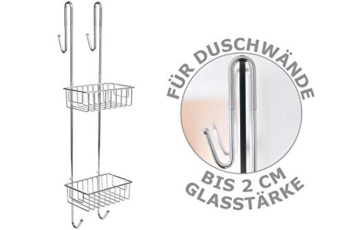 Bamodi Estantería de baño colgada Estantería de baño Ducha con Percha - Cómodo Organizador de Ducha Antideslizante (Acero, 70 x 18,5 x 19 cm)