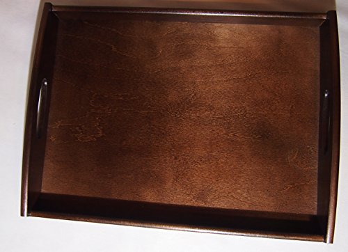 Bandeja de madera clara, barniz de nogal o madera de caoba, 40 x 30 x 6 cm, color rojo oscuro