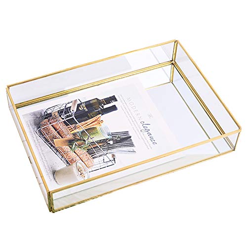 Bandeja organizadora dorada, bandeja decorativa de cristal, bandeja de espejo, bandeja decorativa, bandeja, bandeja de cristal, joyas, organizador, bandeja cosmética, placa para servir 1pcs s