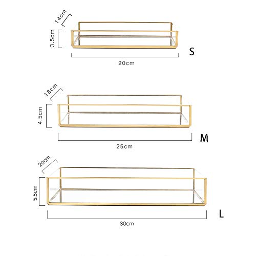 Bandeja organizadora dorada, bandeja decorativa de cristal, bandeja de espejo, bandeja decorativa, bandeja, bandeja de cristal, joyas, organizador, bandeja cosmética, placa para servir 1pcs s