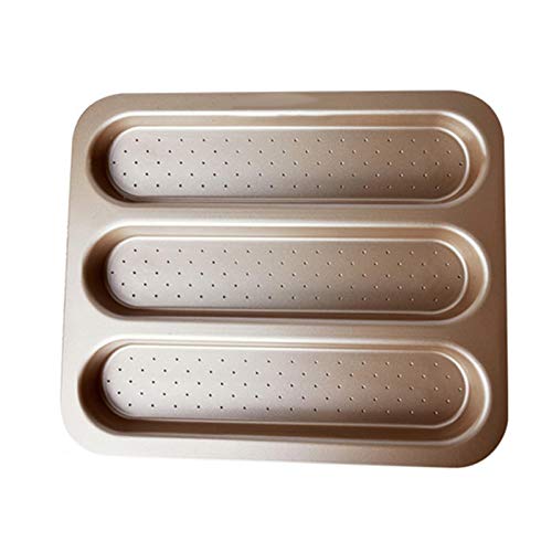 Bandeja para hornear baguette, bandeja para baguette perforada antiadherente, 3 panes, pan francés, molde para hornear, pan tostador, bandeja para sándwich de silicona con ondas Cloche