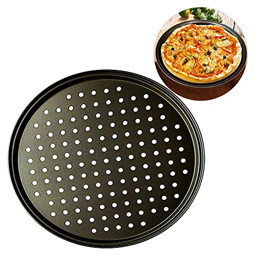 Bandeja para hornear shymaoyi, bandeja para hornear pizza perforada con base sólida de acero al carbono, herramienta de repostería de malla robusta y duradera de 26 cm