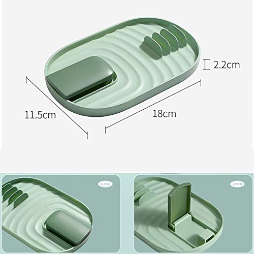 Bandeja para utensilios cocina 2 piezas, soporte para tapa olla, soporte para bandeja cuchara, bandeja para utensilios Evita las manchas goteo, soporte para tapa olla y cuchara cocina (blanco, verde)