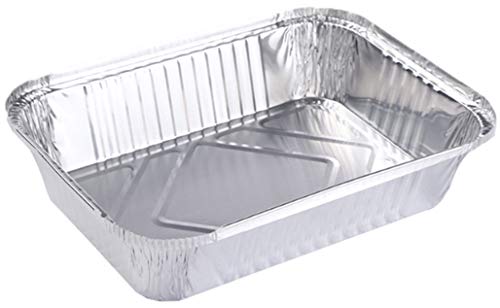 Bandeja Rectangular Papel de Aluminio con Tapa para Alimentos/Plato Aluminio Desechable para Fiesta– 20 piezas (B: Bandeja con Tapa 20 piezas: 22x15.8x5.4cm)