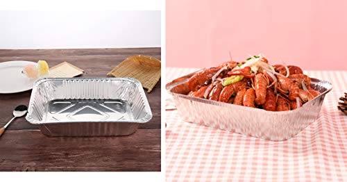 Bandeja Rectangular Papel de Aluminio con Tapa para Alimentos/Plato Aluminio Desechable para Fiesta– 20 piezas (B: Bandeja con Tapa 20 piezas: 22x15.8x5.4cm)