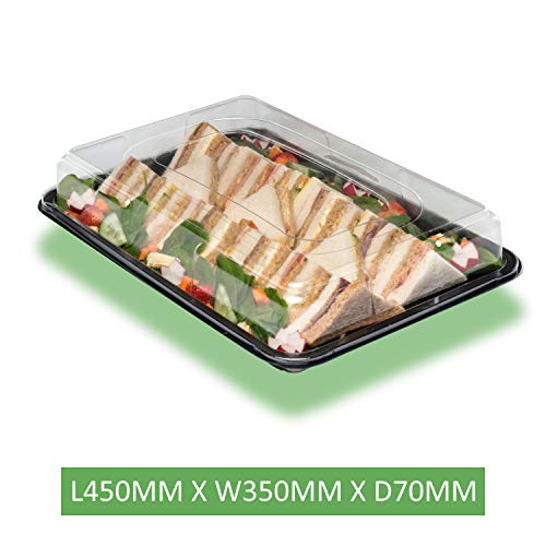 Bandeja Rectangular para comida con tapa transparente grande (45 cm x 30 cm) (5)