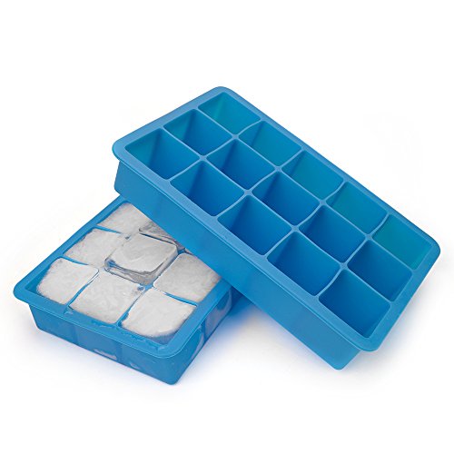 Bandejas para cubitos de hielo, 2 paquetes Bandeja para cubitos de hielo de silicona Moldes para hielo aptos para uso alimentario 15 cubos por bandeja Ideal para whisky, cócteles y cualquier bebida.