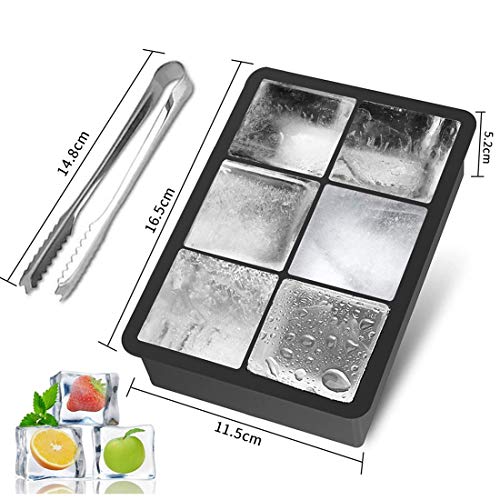 Bandejas para Hielo Silicona, 2 Cubitera Hielo con 1 Pinza, Molde Cubo Hielo, Cubitera Hielo Silicona, Hielo, Ice Mold para Congelarse Alimentos para Bebés Agua Cola Cócteles Whisky