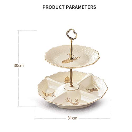 Bandejas para tartas Portatartas 2-Tier Molde de papel soporte de la torta de cerámica soporte Postre Torre bandeja de la porción reutilizable Pastelería Plato Pastel de estante de exhibición for la f