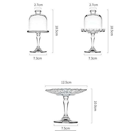 Bandejas para tartas Portatartas Vidrio claro soporte de la torta placa de la torta con Bell Tapa superior Mini magdalena Soportes plato postre de caramelo de múltiples funciones de un plato de servir