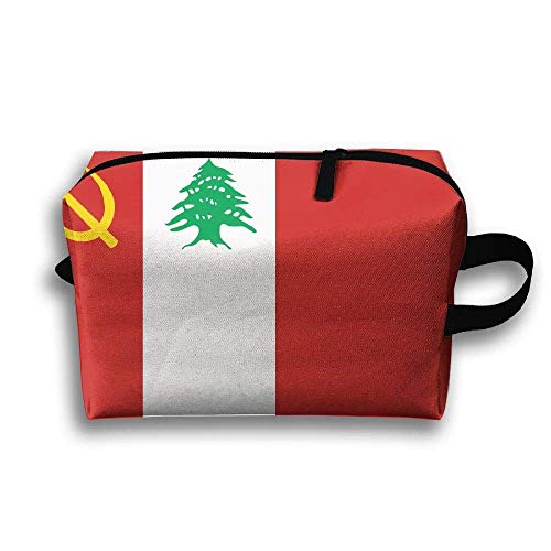 Bandera de los comunistas libaneses Bolsa de Maquillaje portátil de Viaje, Bolsa de Almacenamiento Bolsa de cosméticos Cuadrada portátil de Viaje para Mujer