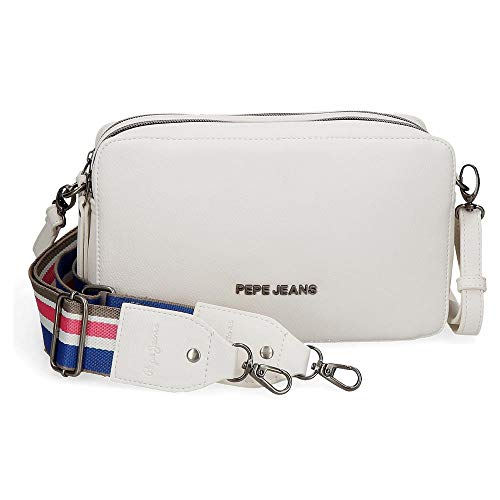 Bandolera Pepe Jeans Eva Dos Compartimentos Blanco, Media