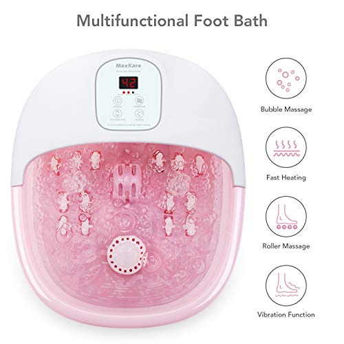 Bañera Para Pies, Hidromasaje de Pies con Masaje de Burbujas y por Vibración, Calentar el Agua Relajación Nerve Decompression Foot Rosa