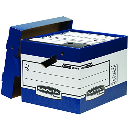 Bankers Box System - Contenedor de archivos automático con asas ergonómicas, azul