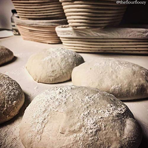 Banneton - Cestas para pan a prueba de pan, forma de bastón de mimbre para masa fermentada con rascador de masa y forro