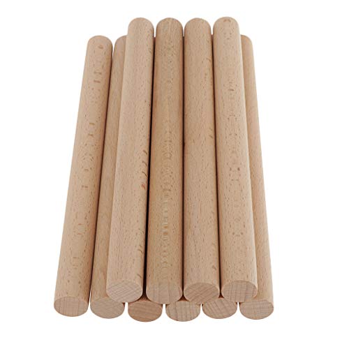 Baoblaze 10pcs Varilla Redonda de Madera, Palo de Madera para Decoración de Hogar, Manualidades DIY - 150x18mm