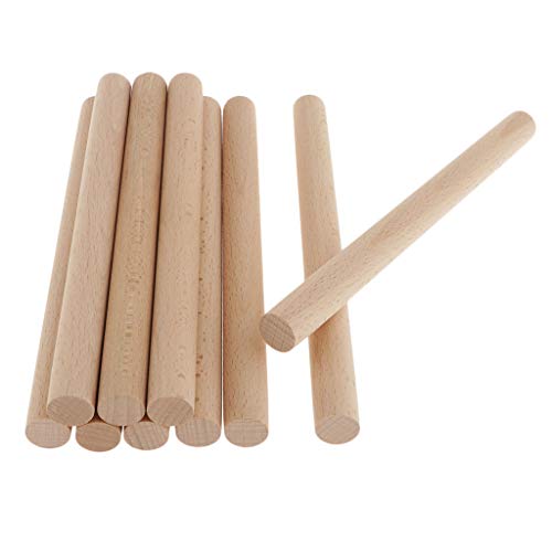 Baoblaze 10pcs Varilla Redonda de Madera, Palo de Madera para Decoración de Hogar, Manualidades DIY - 150x18mm