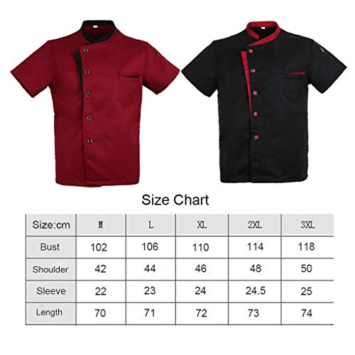 Baoblaze Camisa Mezclilla Unisex Chef Chaqueta Arrugas Resistente Confortable Mangas Cortas Camiseta Cocina Uniforme Emocionante - Black M, como se describe