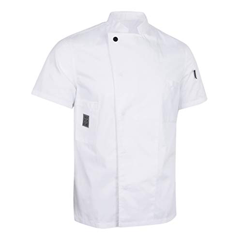 Baoblaze Chaqueta Unisex Mangas Cortas Chef Camarero Escudo Cocineros Ropa Uniforme - Blanco, L