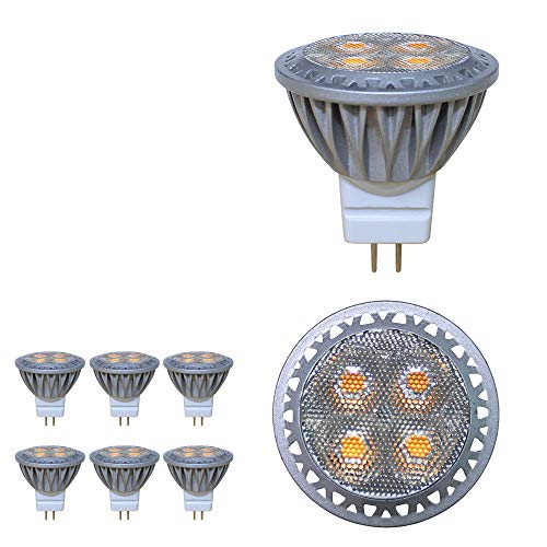 BAOMING LED MR11 Gu4 3W Super brillante bombilla, Igual a Bombilla Halógena de 35W 280lm 6000k 30 ° AC/DC 12v ángulo de haz, luz blanca fría LED luz bombillas Pack de 6 unidades