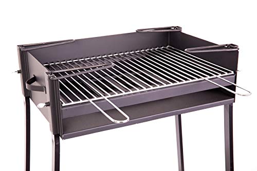 Barbacoa CARBÓN Y LEÑA 60X40 CENTÍMETROS con Soporte para PAELLERA Ideal Camping Y Playa