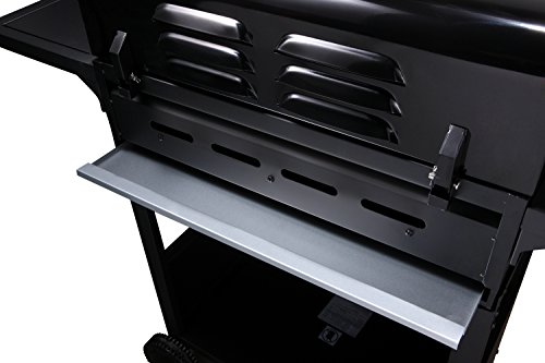 Barbacoa de gas CosmoGrill con 5 quemadores (1 lateral) y espacio de almacenamiento, para jardín, color negro