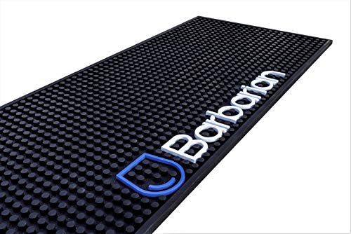 Barbarian - Alfombrilla de servicio de barra con agarre de goma 600 mm x 250 mm, color negro resistente al calor, muy duradero, apto para lavavajillas, camino flexible, resistente, antideslizante