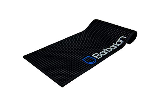 Barbarian - Alfombrilla de servicio de barra con agarre de goma 600 mm x 250 mm, color negro resistente al calor, muy duradero, apto para lavavajillas, camino flexible, resistente, antideslizante