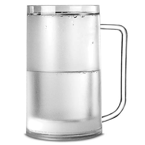 bar@drinkstuff Frosty taza 14,1 oz/400ml por | taza de plástico para congelador, jarra de cerveza, jarra de cerveza, cerveza stein | jarra de cerveza congelable