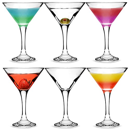 bar@drinkstuff Juego de 6 copas de Martini u otros cócteles y bebidas, 175 ml, en vidrio resistente