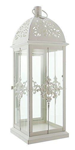 Baroque Style Metal Lantern, White