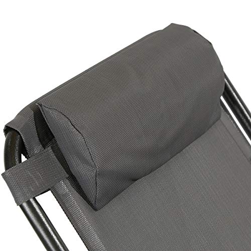 Barreau Piaf Zero Gravity – Juego de 2 sillas para exteriores plegables con soporte para tazas de teléfono, tumbonas reclinables resistentes para el hogar, jardín, patio, terraza, color gris