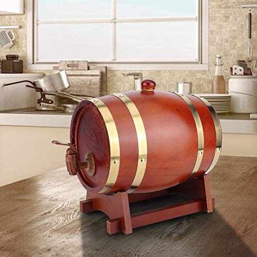 Barril de cerveza, barril de cerveza de madera de pino vintage de 3L Accesorios de elaboración de barriles de vino Equipo de elaboración casera, ampliamente utilizado en cerveza, vino tinto(marrón)