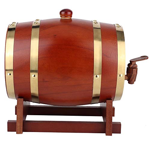 Barril de cerveza, barril de cerveza de madera de pino vintage de 3L Accesorios de elaboración de barriles de vino Equipo de elaboración casera, ampliamente utilizado en cerveza, vino tinto(marrón)