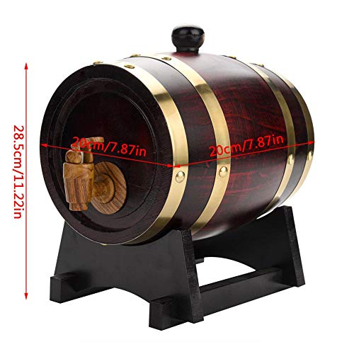 Barril de vino de madera de roble vintage para almacenamiento de ron de whisky de cerveza, barriles dispensadores de almacenamiento de vino exquisito 1.5 litros a 10 litros(1.5 Litre)