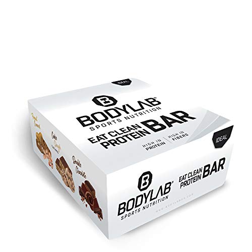 Barrita Eat Clean de Bodylab24 12 x 65 g | Barrita de proteína baja en azúcar con fibra | 20 g de proteína/barrita | Deliciosa barrita para muscular, entrenar y llevar | Cacahuete y caramelo