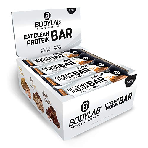 Barrita Eat Clean de Bodylab24 12 x 65 g | Barrita de proteína baja en azúcar con fibra | 20 g de proteína/barrita | Deliciosa barrita para muscular, entrenar y llevar | Cacahuete y caramelo