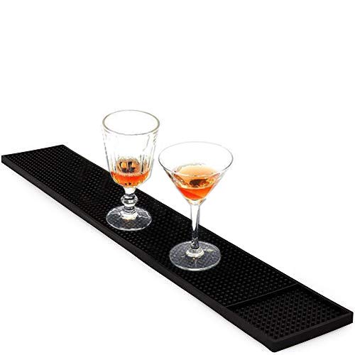 Bars Alfombrilla, Tapete de Bar in PVC, Guías de Barra de Bar, de Pie Tapete de Bar, Bar de Goma Encaje de Riel Deslizante de Vasos Negro 60 * 8cm