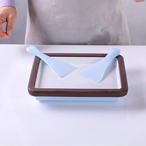 Basage la Heladera Enrollada de Helado, SartéN Anti Plancha Rectangular con 2 EspáTulas para un Saludable Helado Casero Enrollado, una SartéN para Hacer Helado InstantáNeo FáCil de Usar.