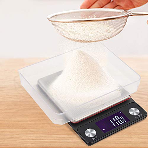 Báscula de cocina digital fácil de usar, balanza de cocina recargable USB de alta precisión Báscula electrónica multifuncional Balance 5kg/0.1g