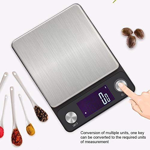 Báscula de cocina digital fácil de usar, balanza de cocina recargable USB de alta precisión Báscula electrónica multifuncional Balance 5kg/0.1g