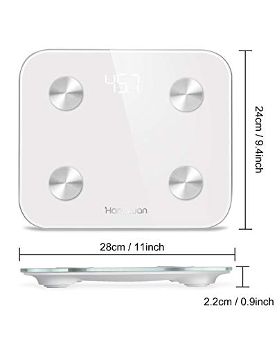 Báscula Grasa Corporal, [Regalos Originales] HAMSWAN Báscula de Baño, Analizador Digital Más de 8 Funcion, Medidora Composición Corporal, Vidrio Templado, Peso Máx 180KG Para IOS y Andriod