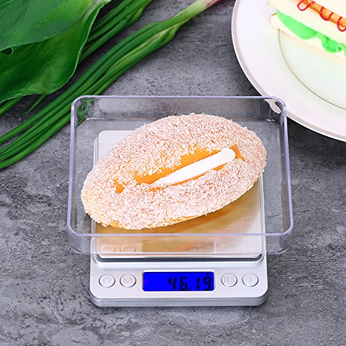 Básculas de cocina,Smart Weigh Bascula de Cocina y Comida y Joyería con Plataforma en Acero Inoxidable,con 2 Bandejas,6 Unidades para Convertir,Precisión 500/0.01g